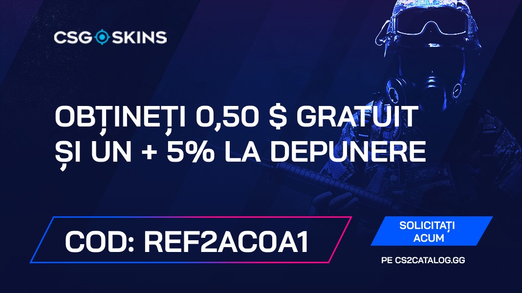 CSGO-Skins Cod promoțional 2026: Utilizați „REF2AC0A1” și obțineți 0,50 $ gratuit și un + 5% la depozit